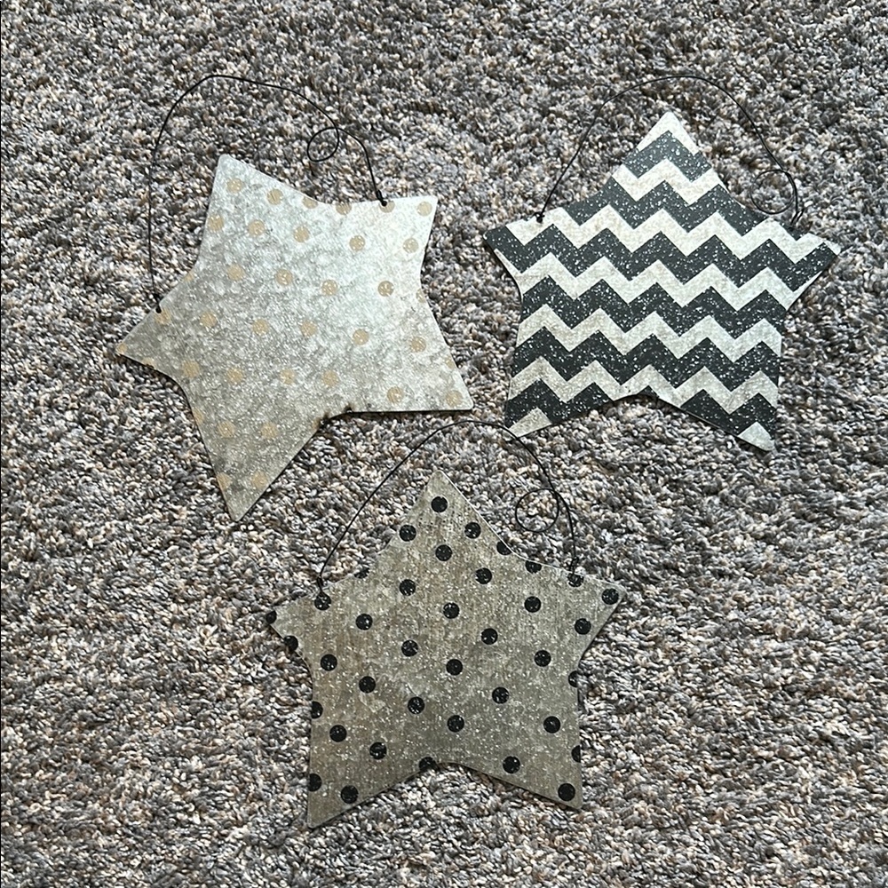 Star Patterned Wall Decor Set - Black, Gray, and Silver